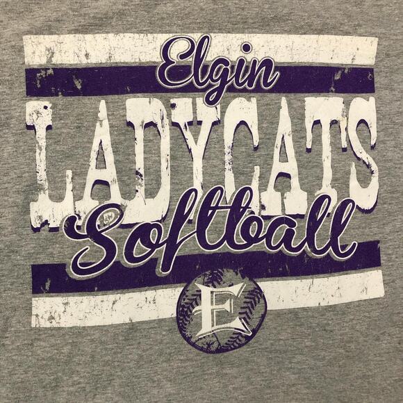 Women’s Grey Elgin ‘LadyCats Softball’ Graphic Tee - Picture 3 of 4